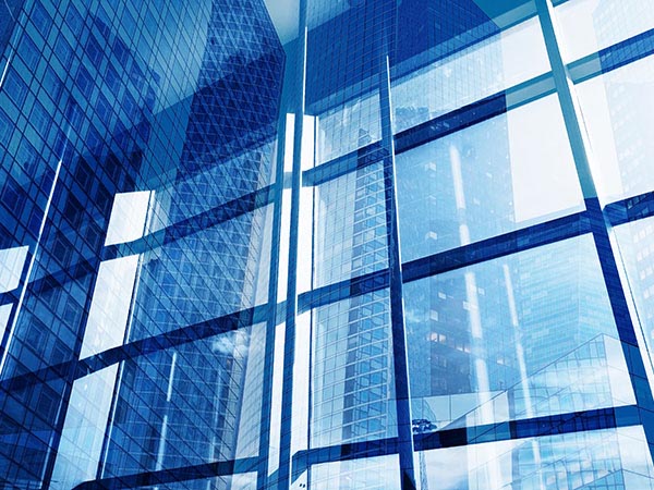 blue windowed building