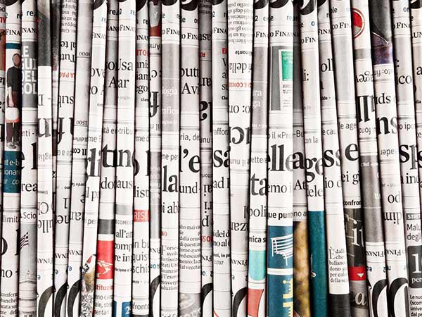 stack of folded periodicals