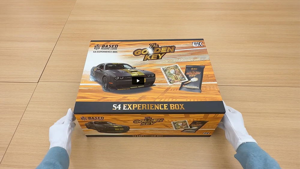 A detailed unboxing of the Based Trading Cards S4 Experience Box, highlighting the premium packaging and unboxing experience produced by RRD.