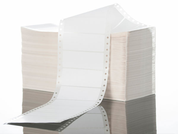 Stack of generic labels sitting on a table