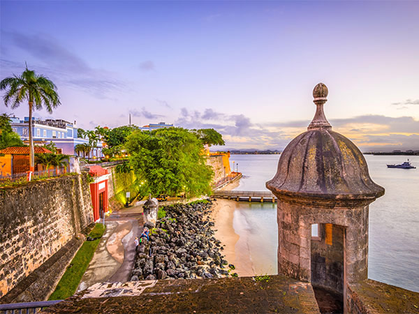 The historic statue of Fort Paseo de la Princesa located in Old San Juan, Puerto Rico.
