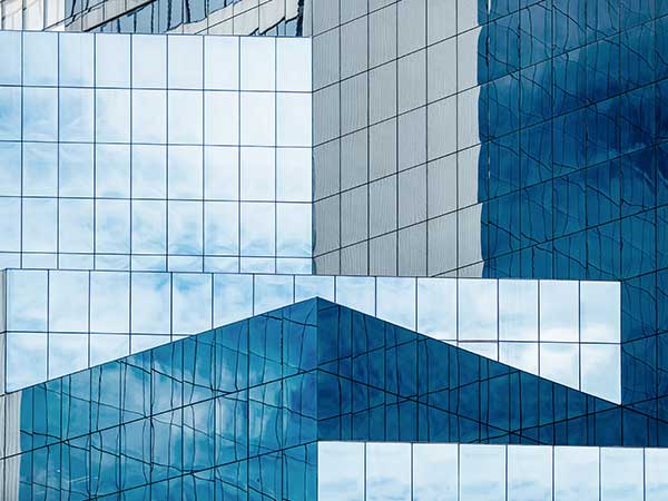 detail shot of glass windows on a skyscraper
