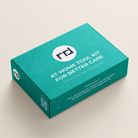 a closed teal box with the words at home tool-kit for better care written on it