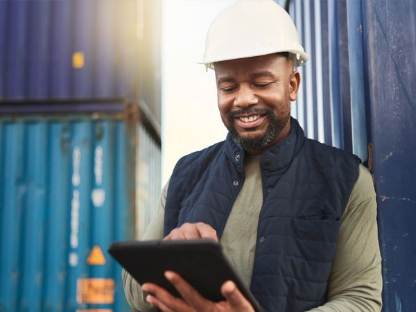 supply chain specialist with tablet