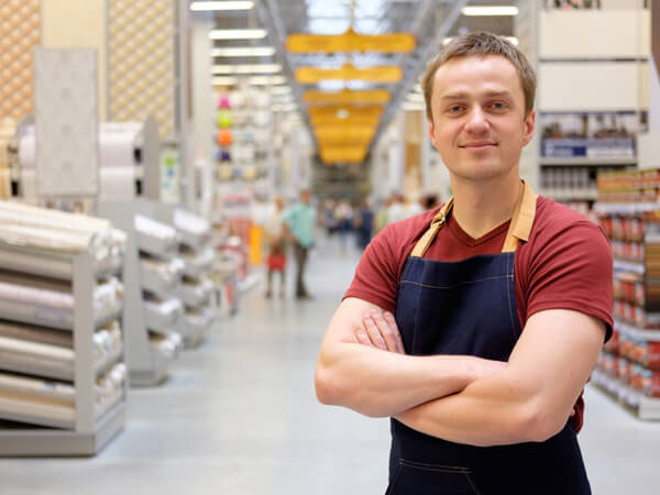 man working at a hardware store