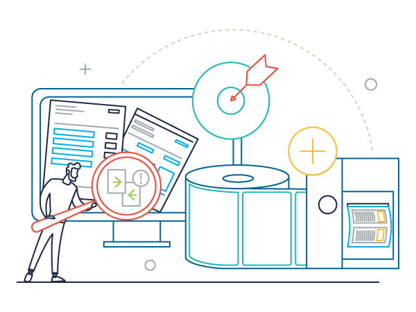 Forms and labels printed with the same sensitive data