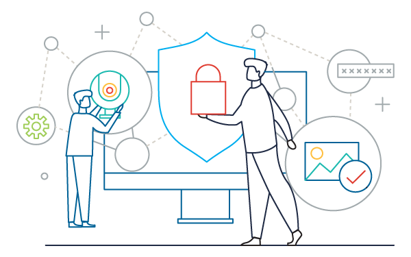 Employees putting web cameras and quality control systems in place