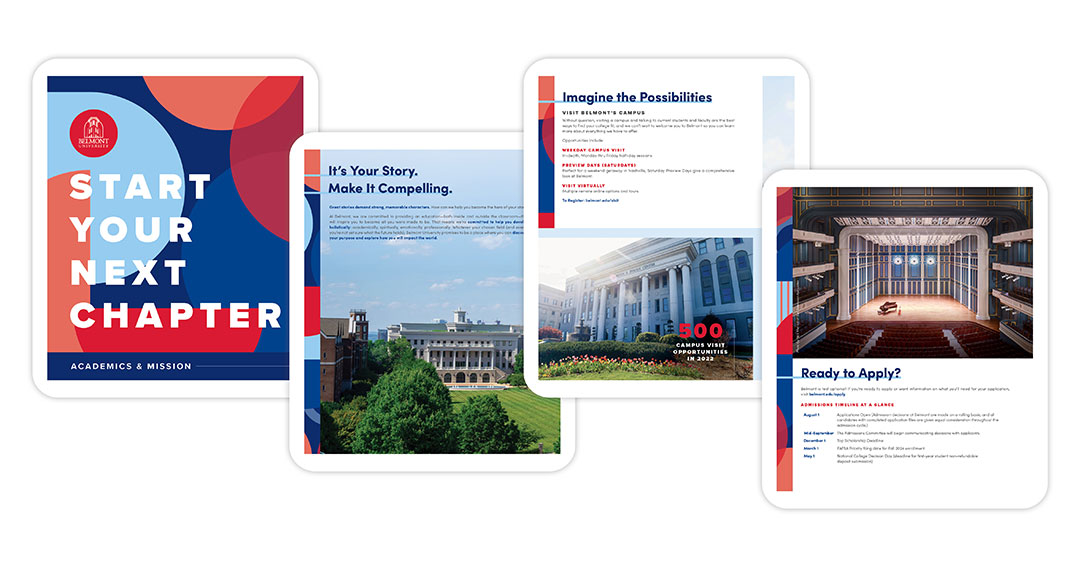 collection of marketing collateral for Belmont University