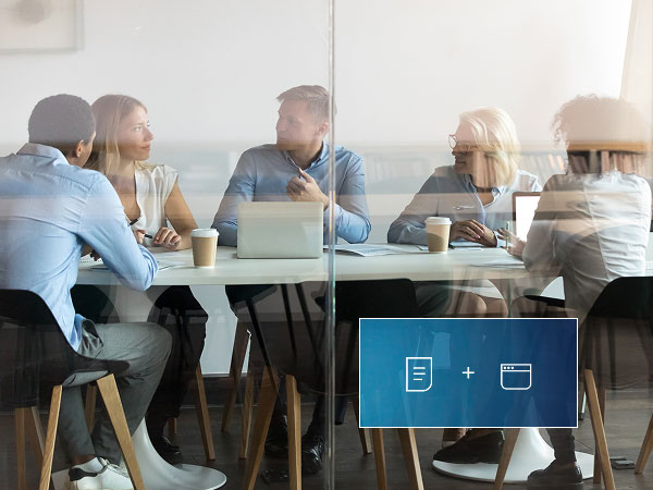 Team of professionals in a meeting, collaborating on business strategy.