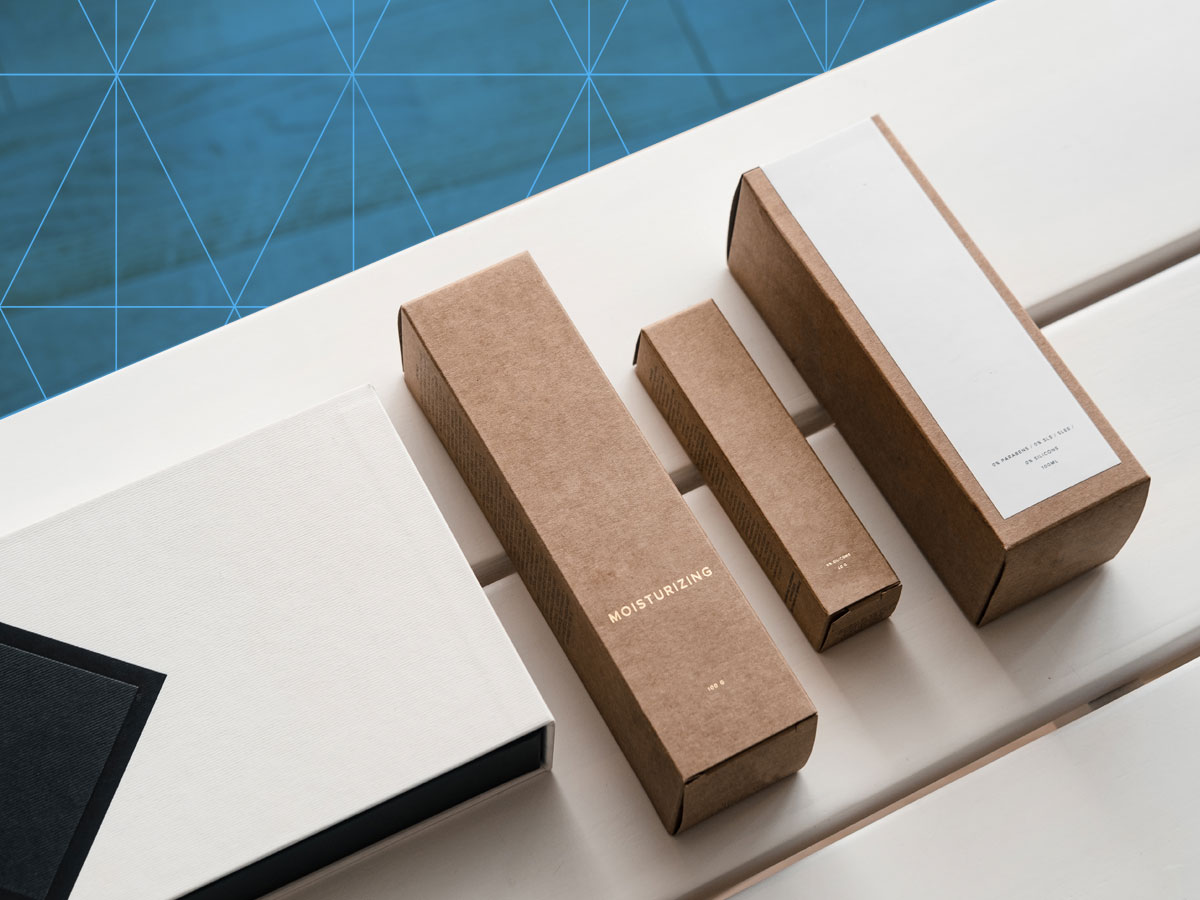 examples of packaging labels on a table