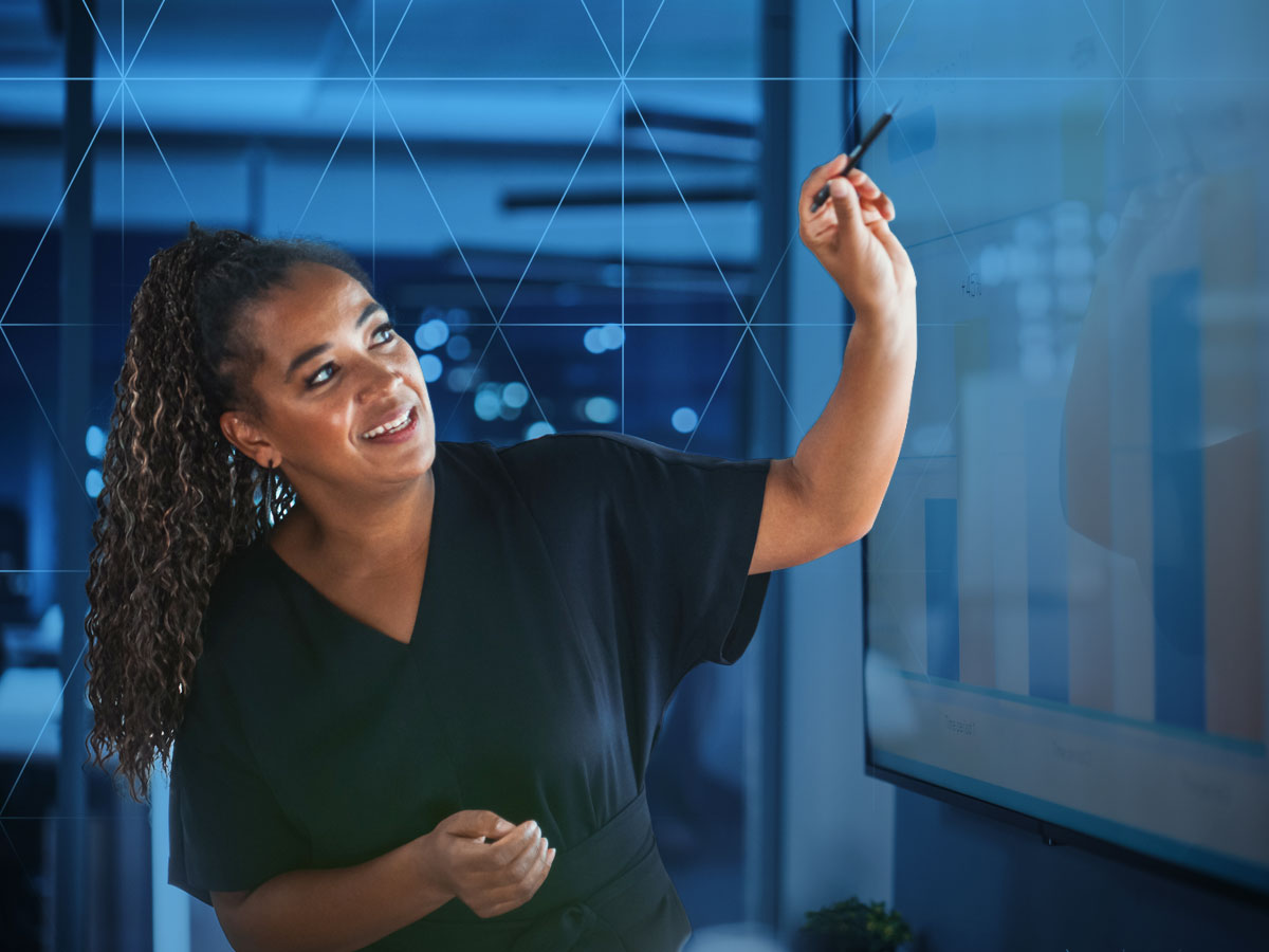 woman directing a presentation