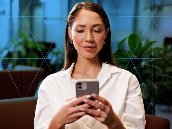 women looking at her phone