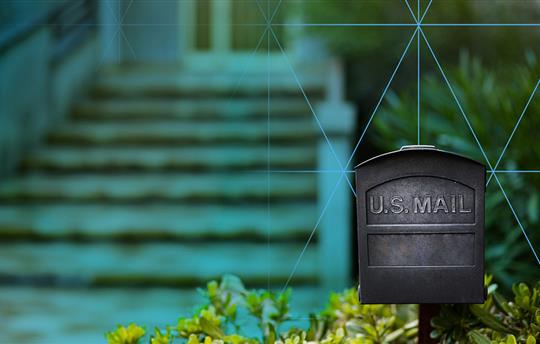 mailbox in front of stairs