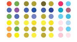 an organized collection of different colored dots ranging from light shades to dark