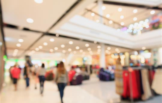 blurry shopping mall