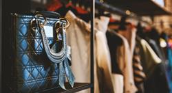 Handbags and clothes in a fashion store