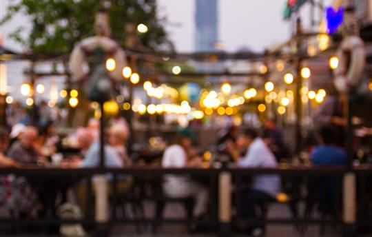 abstract blur image of night festival in a restaurant