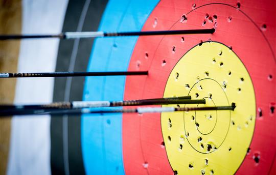 archery target with a lot of attempts