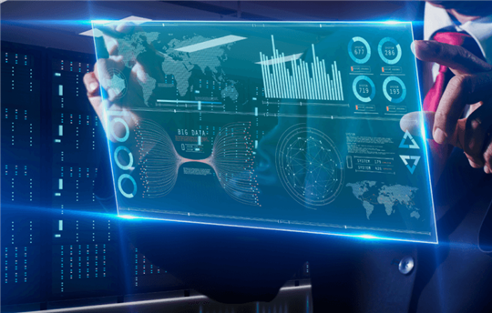 virtual screen showing transparent graphs