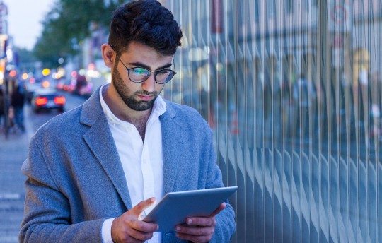 man using laptop