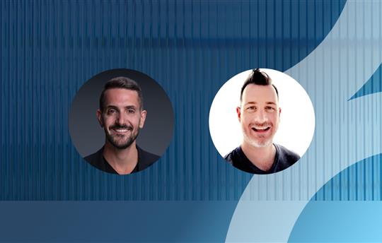 Panos Anadiotis and David Gacsko on a blue background