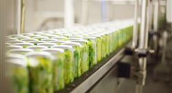 Empty aluminum cans for drinks move on conveyor at large factory