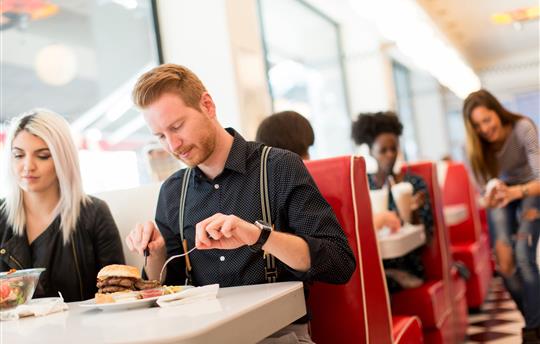 People eating in diner