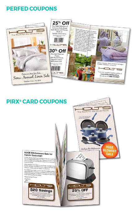 examples of perfed coupons and pirx card coupons