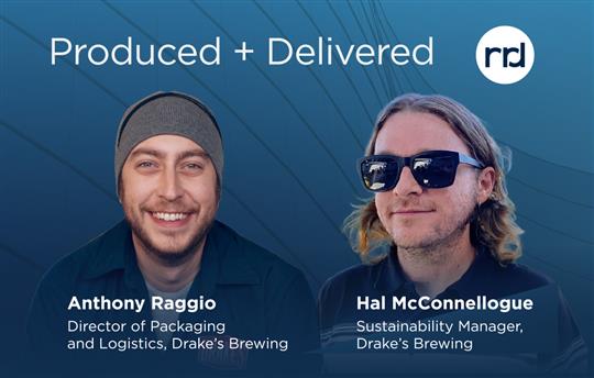 Headshots and podcast graphic for Drake's Brewing