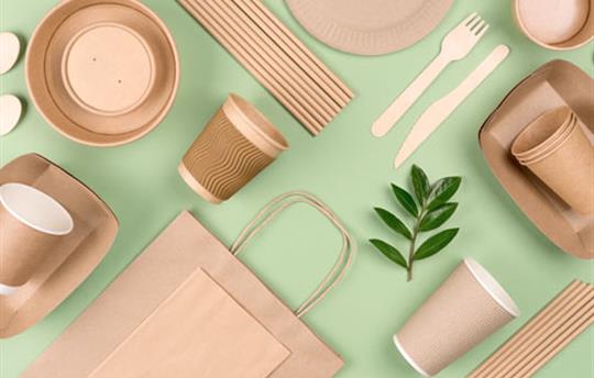recyclable products with a green leaf